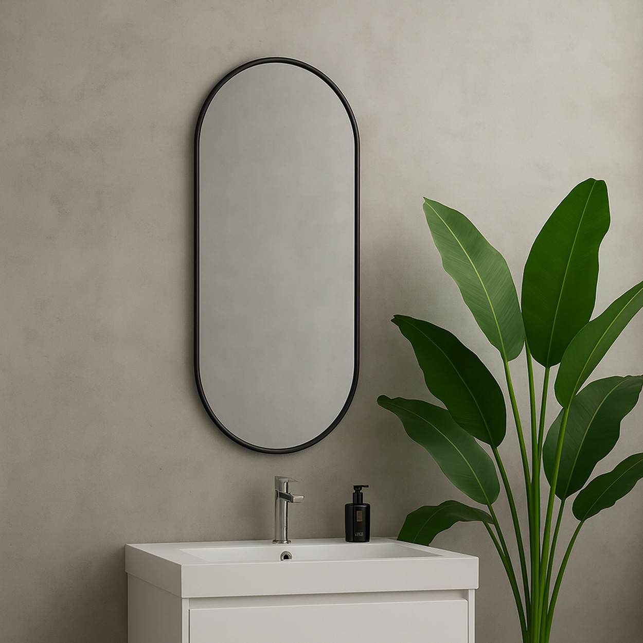 Wiesbaden Spiegel Renk Ovaal 30x70cm Mat Zwart